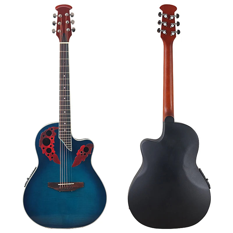 Ovation-Modell, 41-Zoll-Elektro-Akustikgitarre mit runder Rückseite, Cutaway-Design, 6 Saiten, Folk-Stil, mit Tonabnehmer