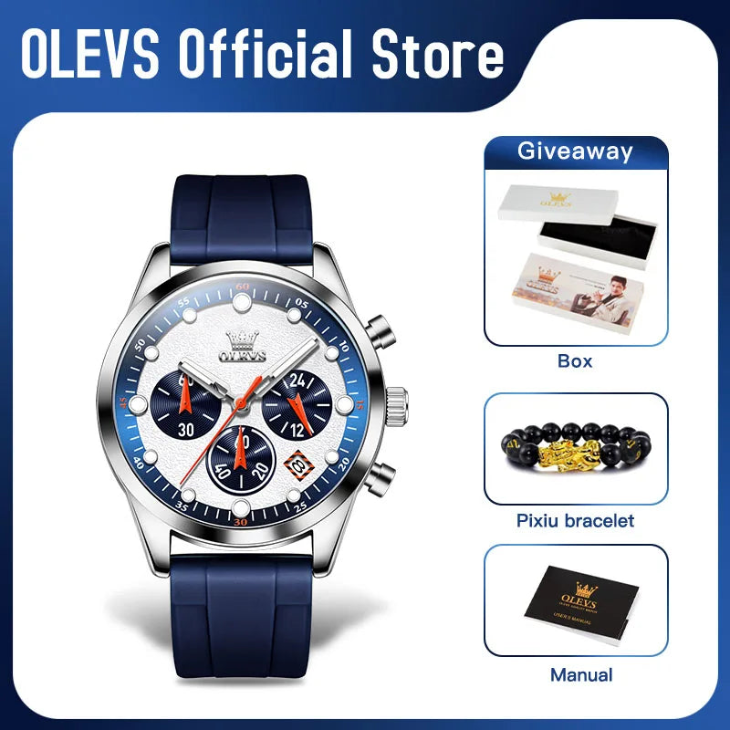 OLEVS 5602 Herrenuhr, originelle Mode, helle Farben, Silikonarmband, Quarz-Armbanduhr, wasserdicht, leuchtend, Reloj-Chronograph, Datum