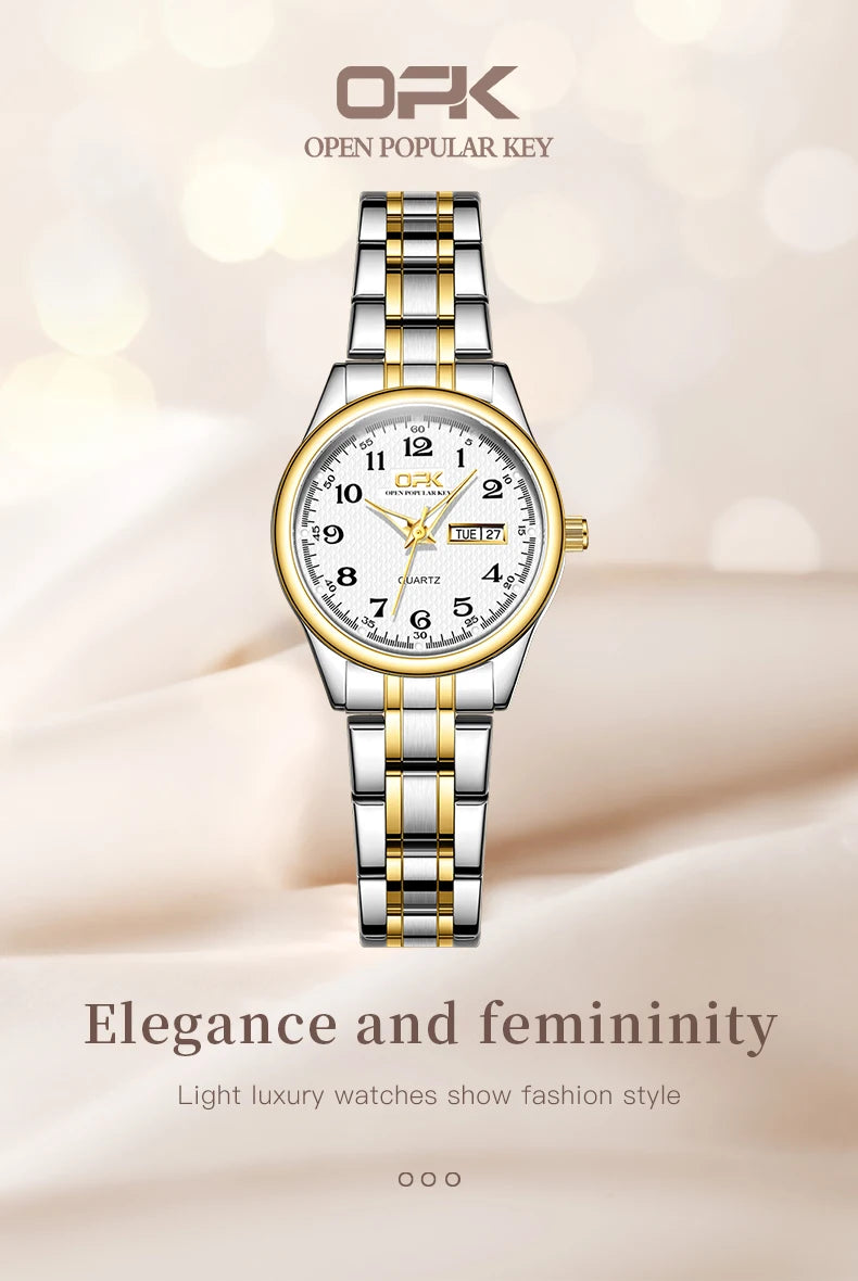 Opk 8110 Damen uhr klassische Luxusmarke Quarzuhr Edelstahl armbanduhr für Damen wasserdicht leuchtend reloj mujer