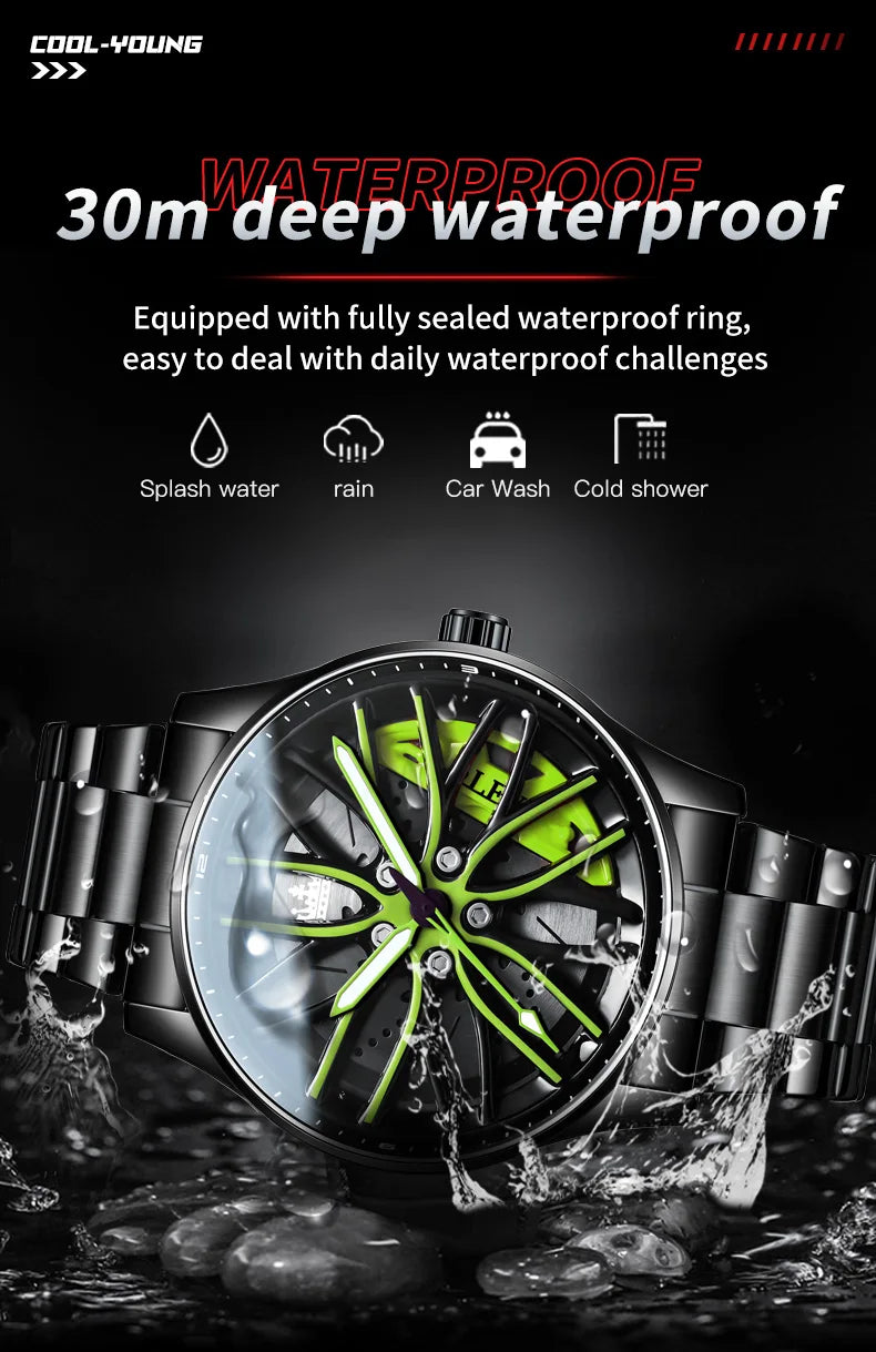 Olevs Rad Herren Luxus uhr wasserdichte rotierende Sportwagen Felge Mann Uhr hochwertige Mode Bestseller Quarz Herren uhren