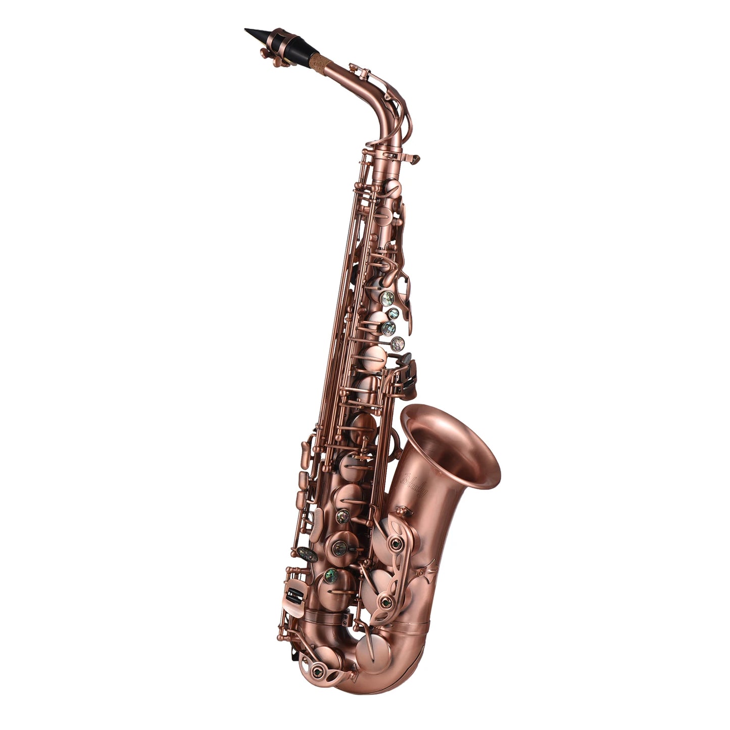 Btuty Professional Red Bronze Bend Eb E-flat Alto Saxophone Sax Abalone Shell Key Carve Pattern with Case Handschuhe Reinigungstuch