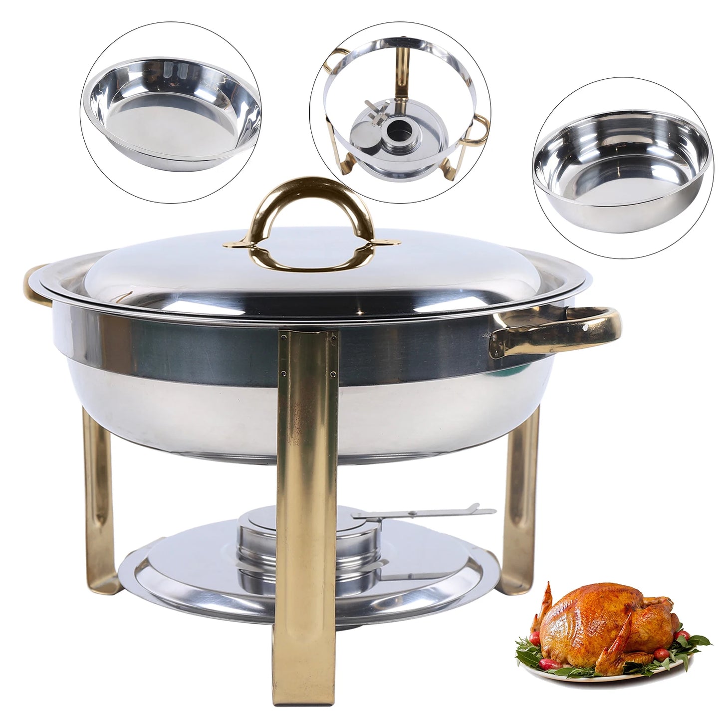 4L Edelstahl Chafing Dish Restaurant Buffet Lebensmittel Wärmer Container Chafer Dish Lebensmittel Isolierung Für Home Zubehör Küche