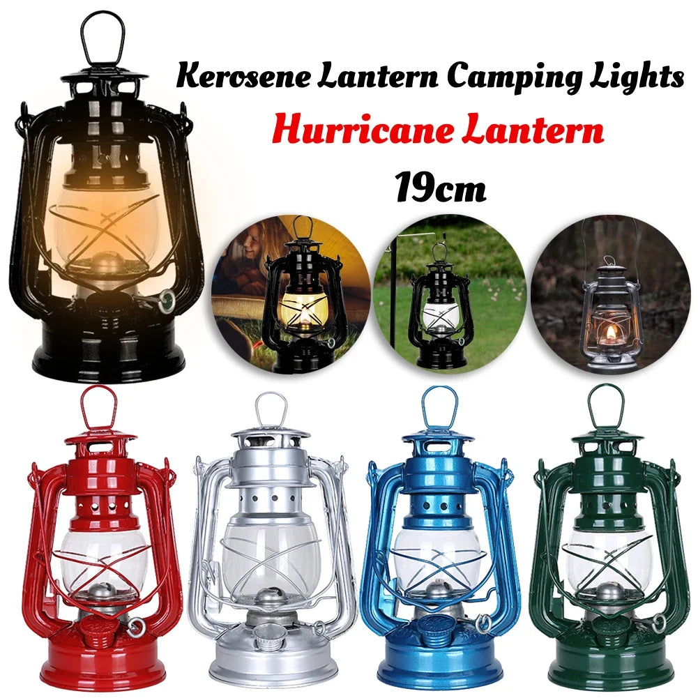 New Vintage Oil Burning Lantern Metal Kerosene Lantern Hurricane Table Lamps with Handle for Outdoor Camping Hiking Home Patio