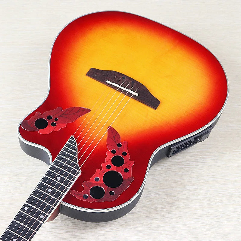 Ovation-Modell, 41-Zoll-Elektro-Akustikgitarre mit runder Rückseite, Cutaway-Design, 6 Saiten, Folk-Stil, mit Tonabnehmer