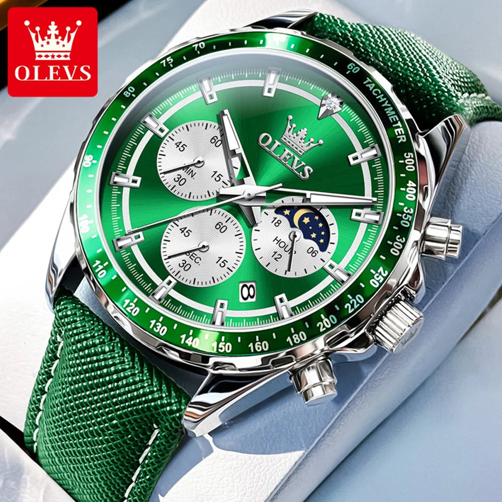 OLEVS 2945 Uhren Für Mann Top Marke Junge Mode Original Quarz Armbanduhr Wasserdichte Leder Starp Leucht Reloj Hombre ﻿