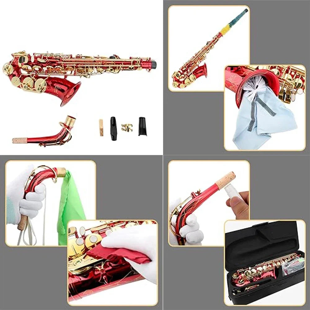 Rotes eb Altsaxophon für Anfänger Erwachsene Messing e Flat Key Typ Saxophon Holz blasinstrument mit Koffer riemen Handschuh teilen