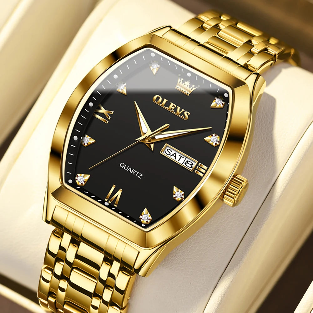 Olevs Herren uhren Luxus Persenning Original Top Marke Quarzuhr für Herren wasserdichte leuchtende Woche Datum männliche Armbanduhr