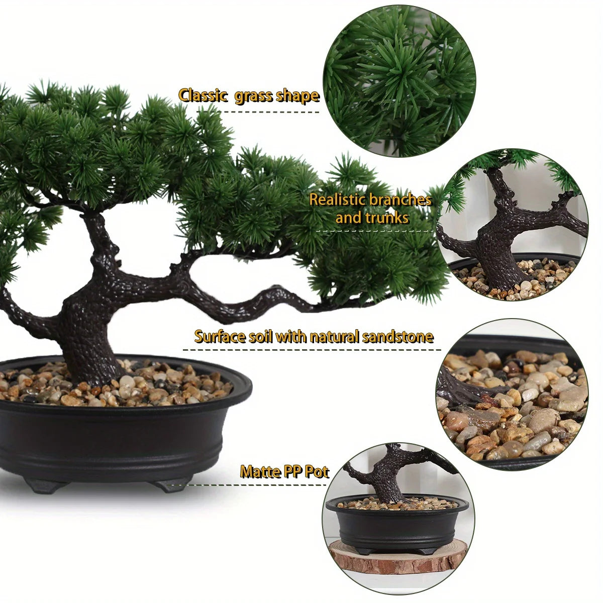 1pc künstlicher Bonsai-Baum: ein Zen-Garten-Akzent künstliche Pflanze pp Material schwarzer Pflanzer Home Office Party Dekoration