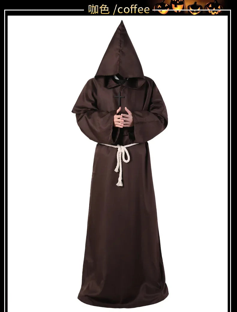 Neue Halloween Männer mittelalter liche Mönch Roben Mönch Kostüme Zauberer Kostüme Priester Kostüme Cosplay Kostüme