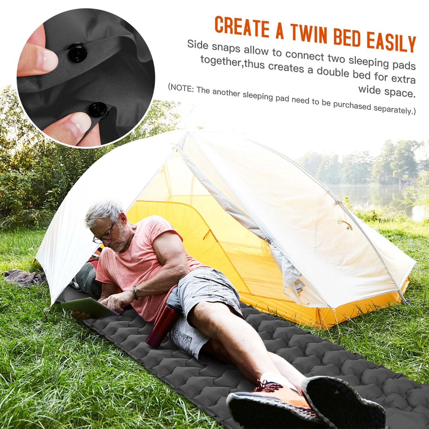 Camping Sleeping Pad with Pillow Built-in Pump Ultralight Inflatable Sleeping Mat Waterproof Backpacking Camping Air Mattress