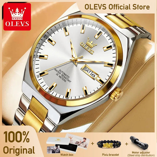 Olevs 9907 Herren uhren Top Marke Business klassische Armbanduhr Dual Kalender Display Mann Uhr wasserdicht leuchtend reloj hombre