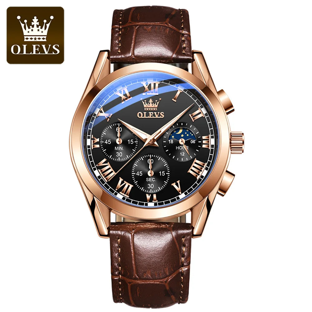 Olevs 2871 Mann Uhr Chronograph wasserdichte Mondphase Multifunktions Herren Armbanduhr Luxusmarke Original Quarzuhr für Herren