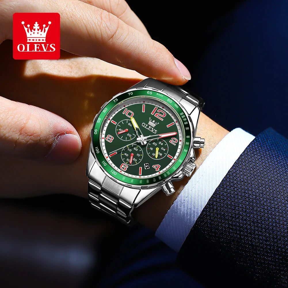 Olevs Herren uhren Nr. ty714 klassische Mode Original Quarz Chronograph Armbanduhr wasserdicht Edelstahl leuchtendes Datum