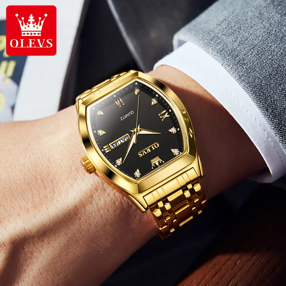 Olevs Herren uhren Luxus Persenning Original Top Marke Quarzuhr für Herren wasserdichte leuchtende Woche Datum männliche Armbanduhr