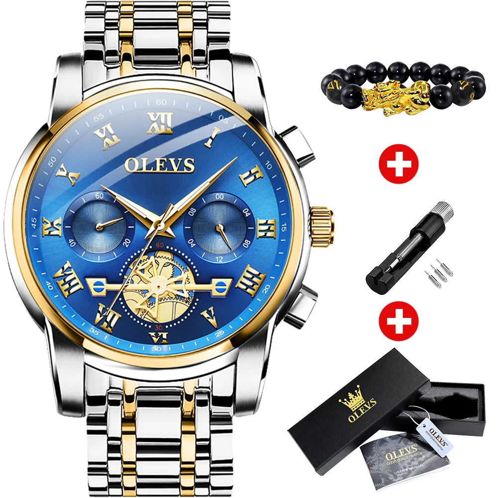 OLEVS Top Marke herren Uhren Klassische Römische Skala Zifferblatt Luxus Armbanduhr für Mann Original Quarz Wasserdicht Leucht Männlich reloj