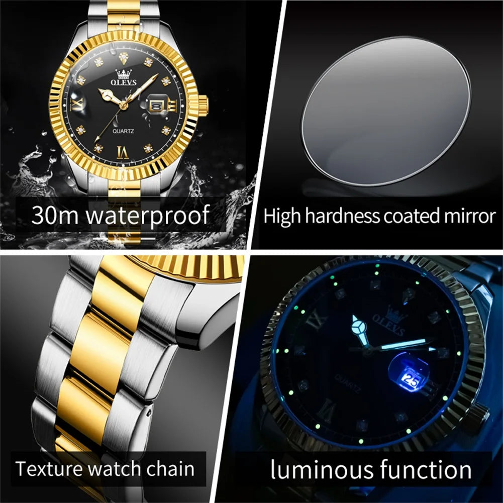 Olevs uhren für männer top marke klassiker mode quarz armbanduhr original für männliche wasserdichte leuchtende reloj hombre