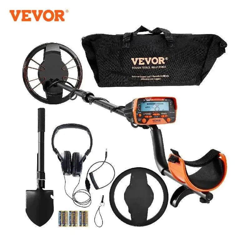 VEVOR Metalldetektor Kit für Erwachsene Multifunktionaler Profi-Detektor mit 7 Modi Metallsuchgerät wasserdichte 25,4cm Spule für Größere Tiefe, mit Schaufel und Tragetasche