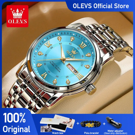 Olevs 5513 Herren uhren Original Quarz wasserdichte Leucht uhr für Mann Edelstahl Dual Kalender Display Relogios Mascul