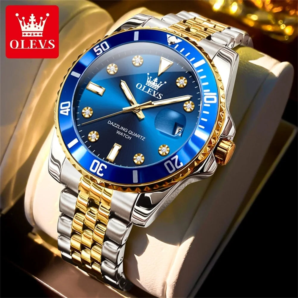 OLEVS 9809 Herrenuhr Original Mode Quarzuhr Zirkon Skala Wasserdicht Leucht Reloj Hombre Automatische Datum Uhr Für Mann