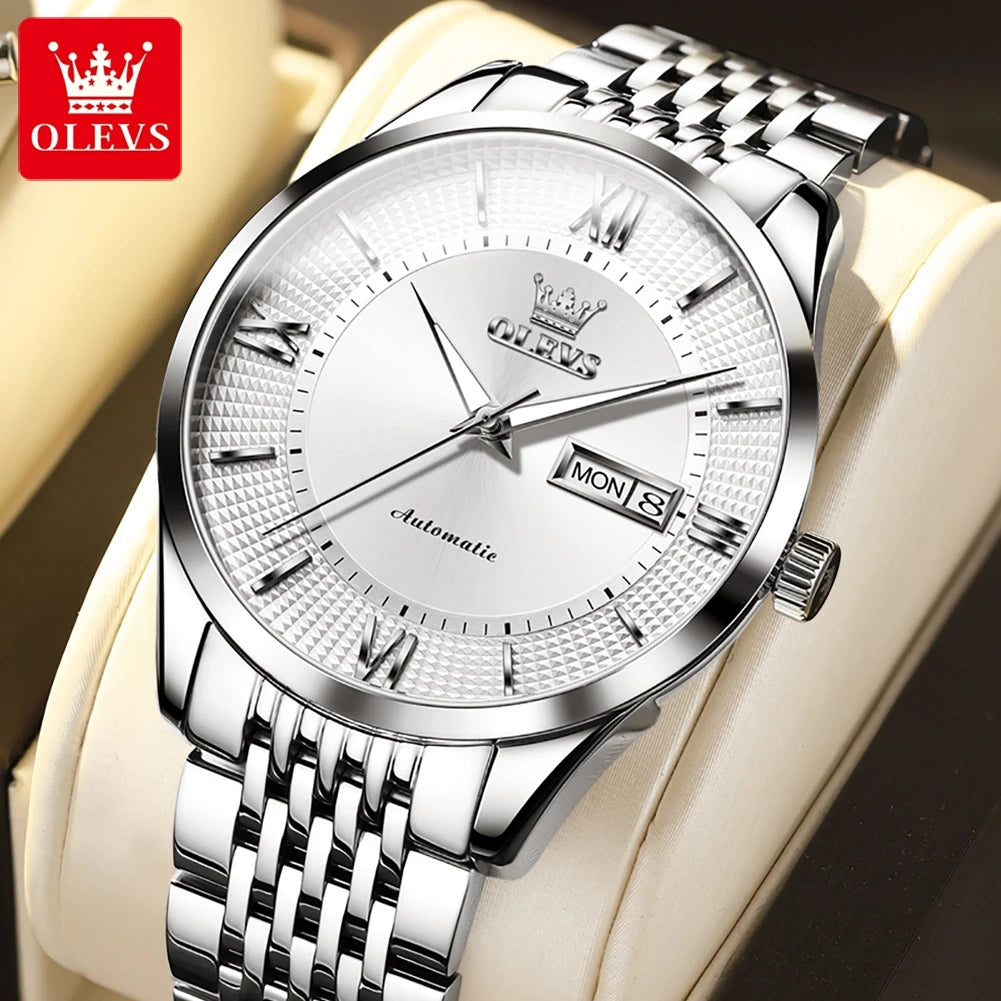 Olevs Herren uhren einfache Business Original Armbanduhr automatische mechanische Uhrwerk Saphir Spiegel wasserdicht leuchtendes Datum