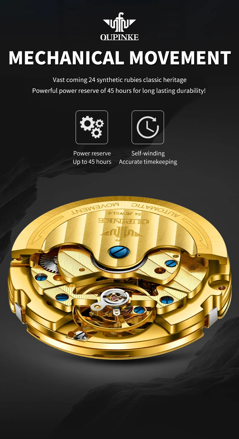 OUPINKE 3240 Herrenuhr Luxusmarke Automatische Mechanische Armbanduhr 50 Mt Wasserdichte Uhr Großes Zifferblatt Tourbillon Uhren Für Männer