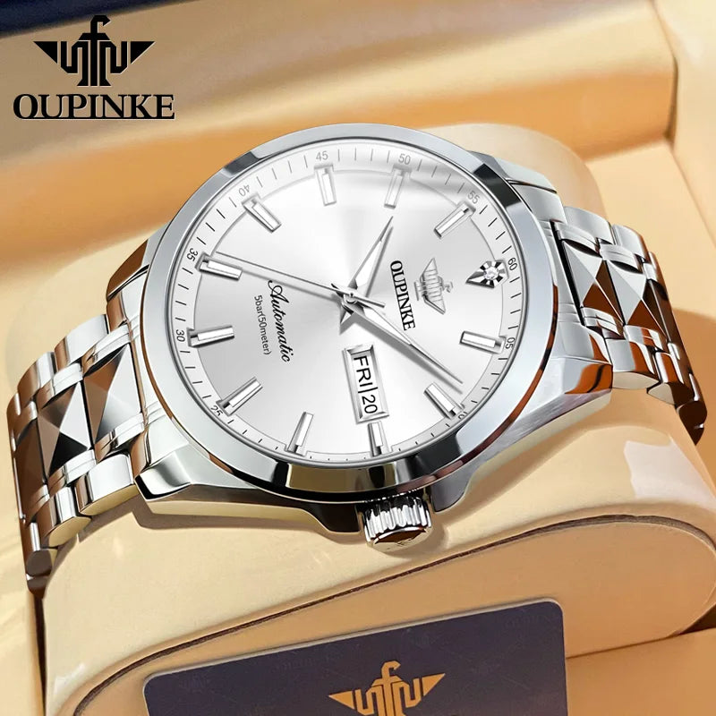 Oupinke 3223 Schweizer Marke True Diamond Gold Herren uhr Top Luxus Wolfram Stahl Edelstahl Herren automatische mechanische Uhr