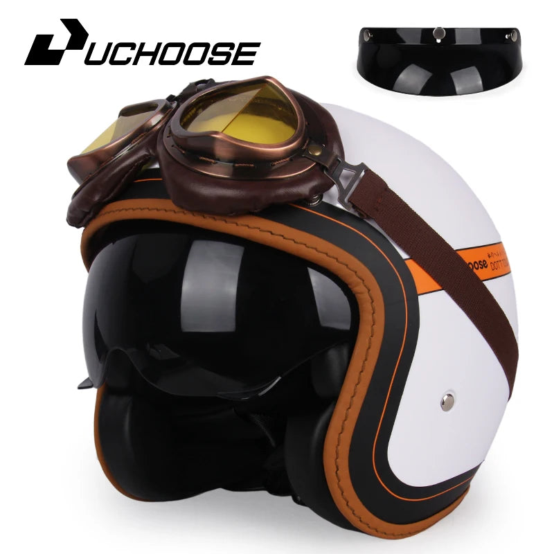 Uchoose 3/4 Retro Helm - Klassischer Stil für Motorradfahrer