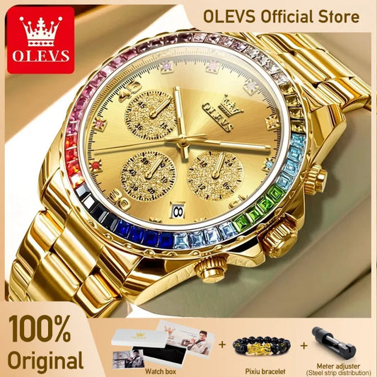 OLEVS 2939 Herrenuhr Original Marke Quarzuhr Wasserdicht Leuchtende Uhr Für Männer Multifunktionale Chronograph Sport Datum Reloj