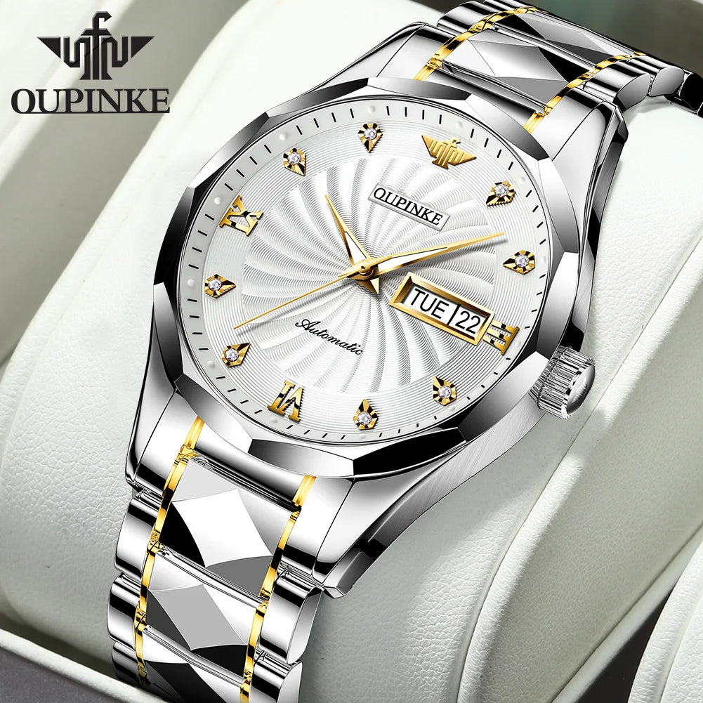 OUPINKE 3169 Men's Watch Top Swiss Certified Luxury Brand Men's Automatic Mechanical Watch Fashion Business Calendar Men's Watch