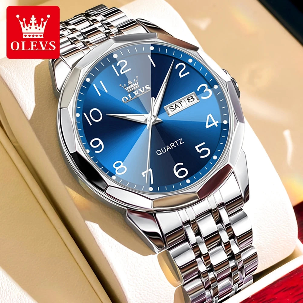 Olevs no.9970 Herren uhren Raute Spiegel Mode Original Quarz Armbanduhr große arabische Ziffer Zifferblatt wasserdicht leuchtend