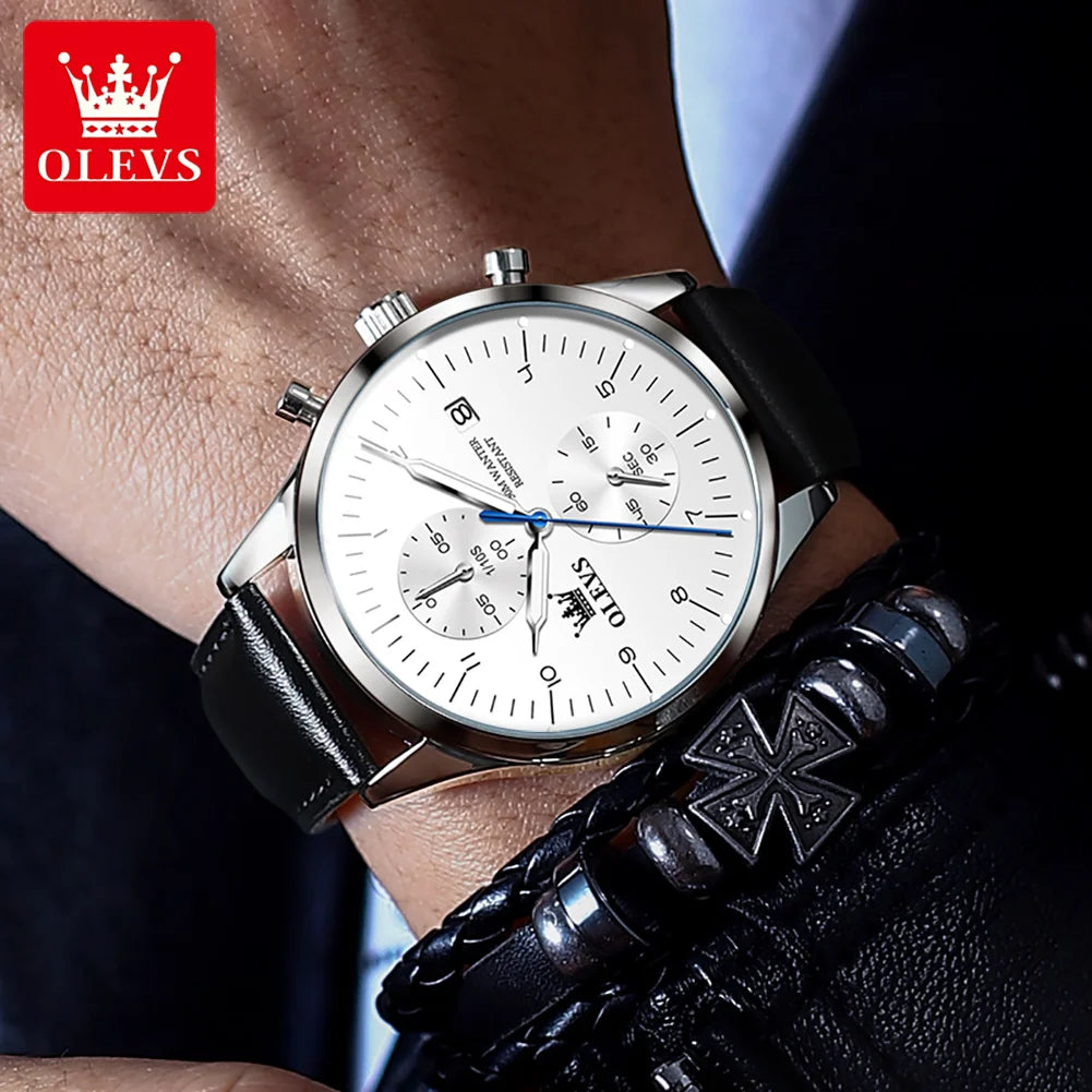 OLEVS Original herren Uhren Top Marke Chronograph Quarz Uhr für Männer Wasserdicht Leucht Datum Männlich Armbanduhr Casual Luxus