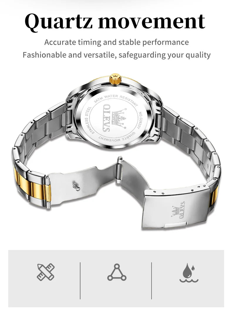 Olevs uhren für männer top marke klassiker mode quarz armbanduhr original für männliche wasserdichte leuchtende reloj hombre