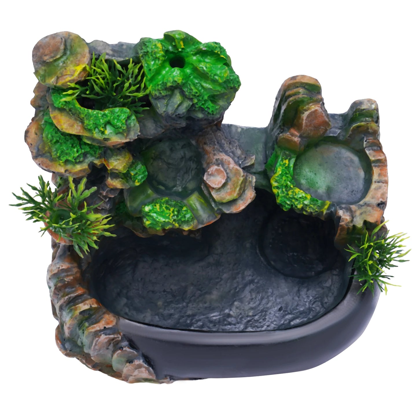 Desktop-Brunnen Ornament Innen harz Steingarten Wasserfall Desktop-Ornament Home-Office-Dekor 220v