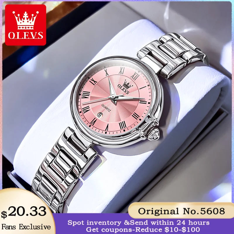 OLEVS 5608 Luxus Marke frauen Uhr Klassische Mode Wasserdicht Leucht Kalender Uhr Elegante Quarz Frauen Uhr Reloj Hombre