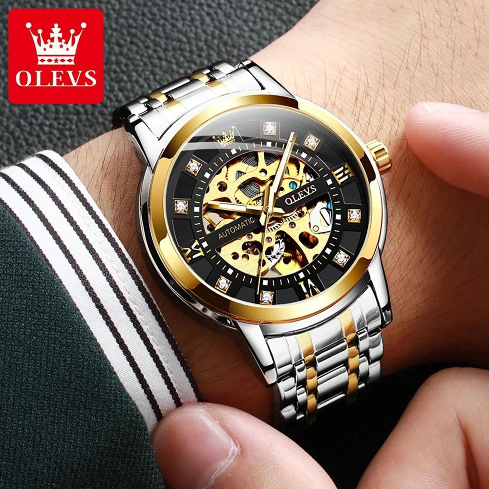 OLEVS 9901 Herrenuhren Original Mode Luxus Aushöhlung Mechanische Armbanduhr Wasserdicht Leuchtende Automatikuhr Für Mann