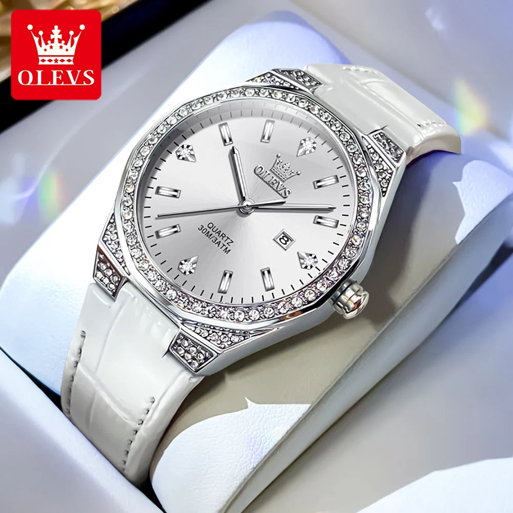 Olevs Damen uhren leichtes Luxus mode Zifferblatt Original Quarz Armbanduhr für Mädchen Diamant wasserdichte Damen uhr