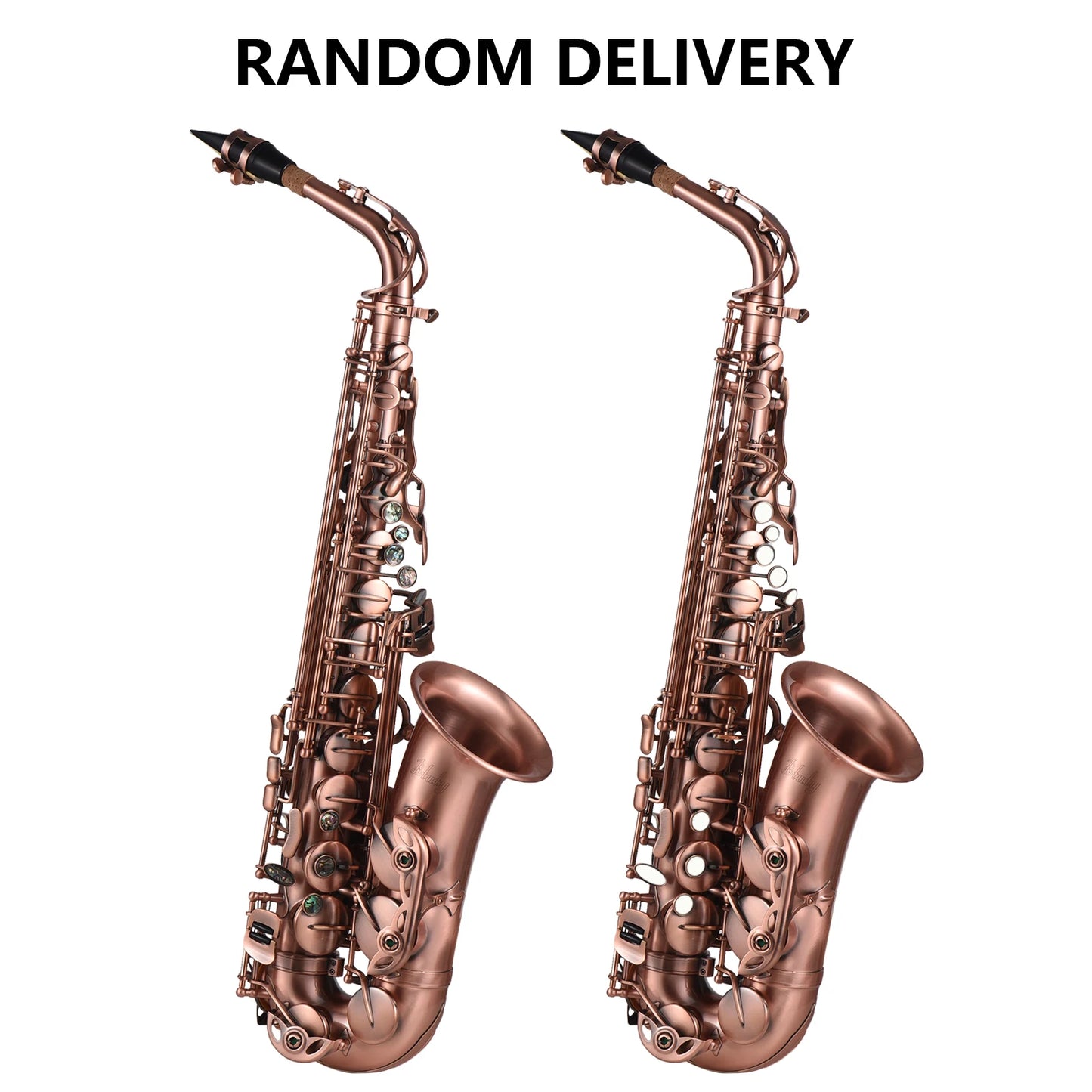 Btuty Professional Red Bronze Bend Eb E-flat Alto Saxophone Sax Abalone Shell Key Carve Pattern with Case Handschuhe Reinigungstuch