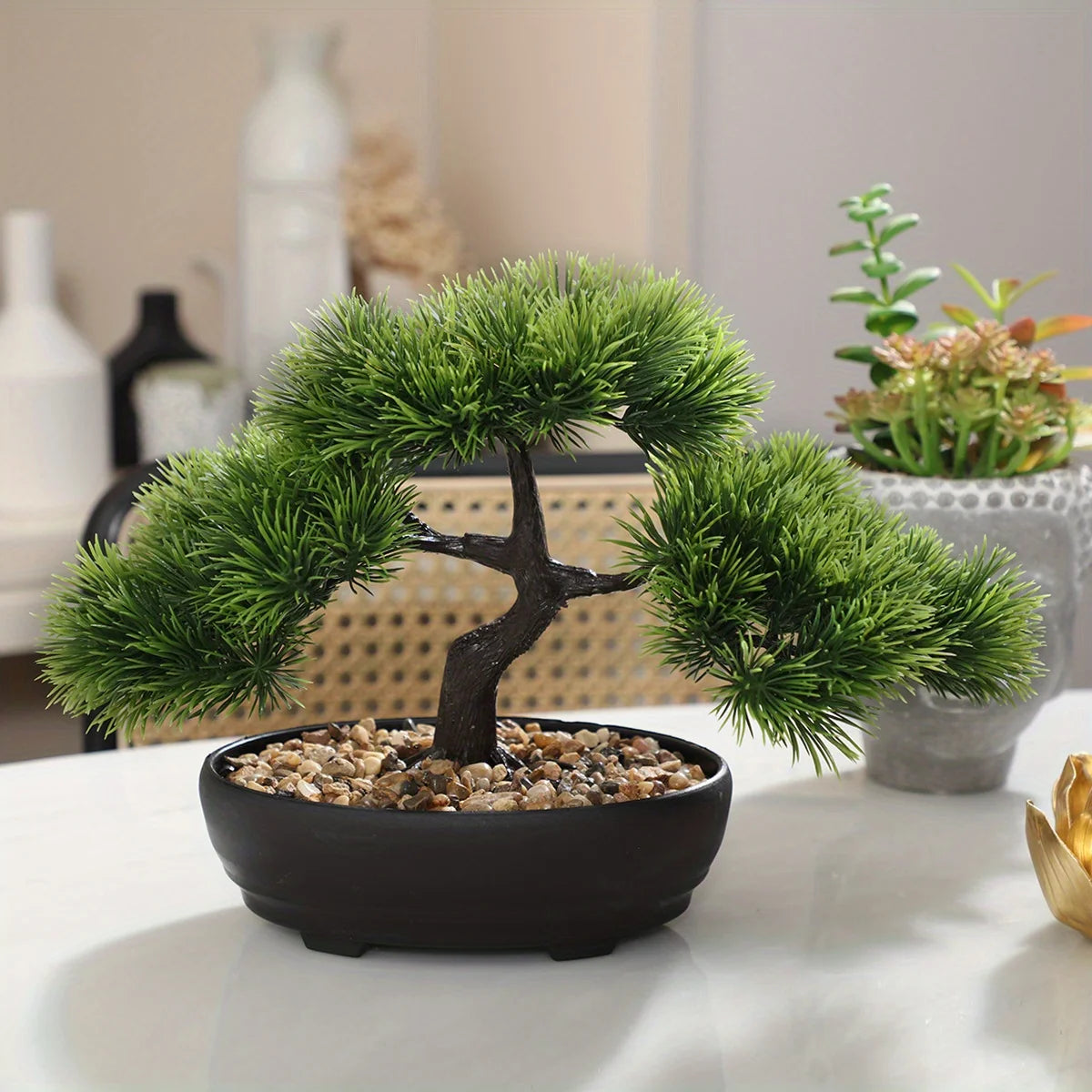 1pc künstlicher Bonsai-Baum: ein Zen-Garten-Akzent künstliche Pflanze pp Material schwarzer Pflanzer Home Office Party Dekoration