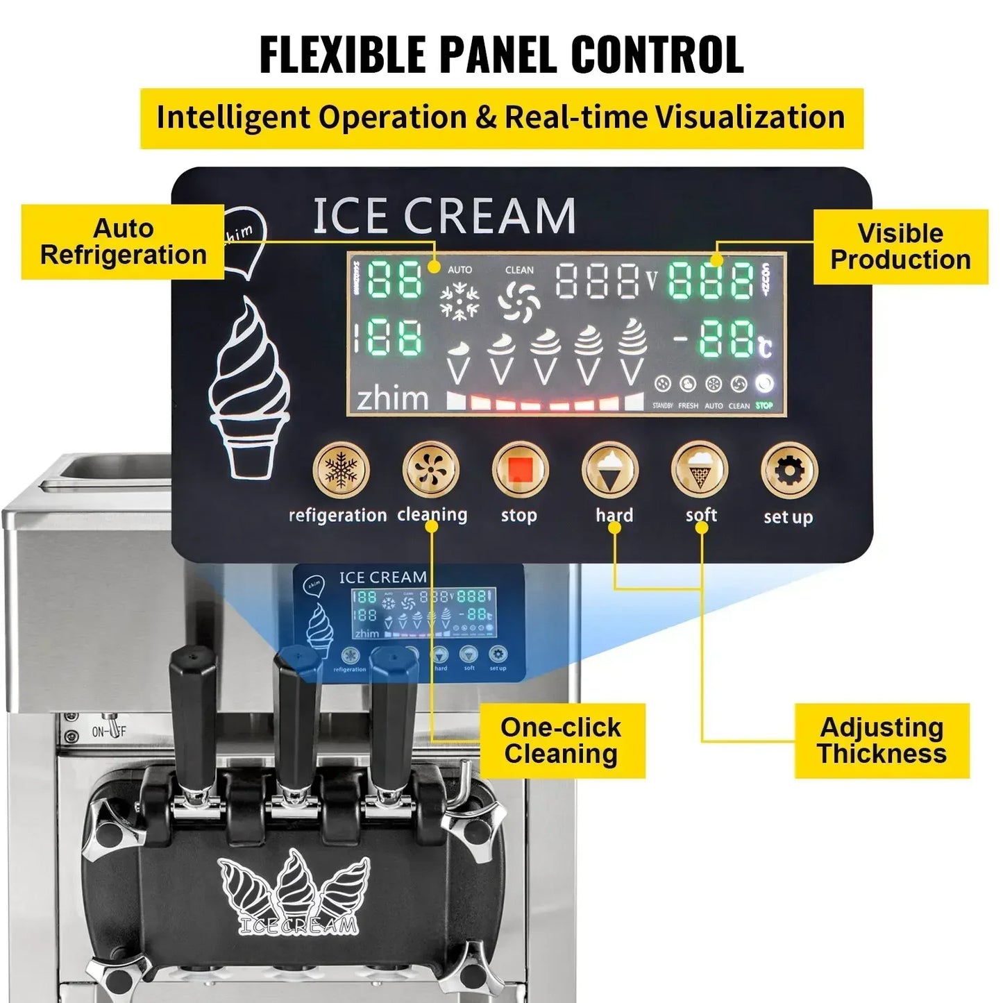 Vevor kommerzielle profession elle Soft eismaschine 3 Geschmacks richtungen 18l/h Eis kommerzielle Soft eismaschine