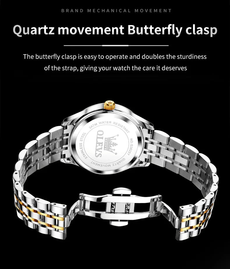 Olevs neue eingelegte Quarzuhr für Männer Edelstahl Datum Woche männliche Armbanduhr wasserdichte leuchtende Quarzuhr für den Menschen