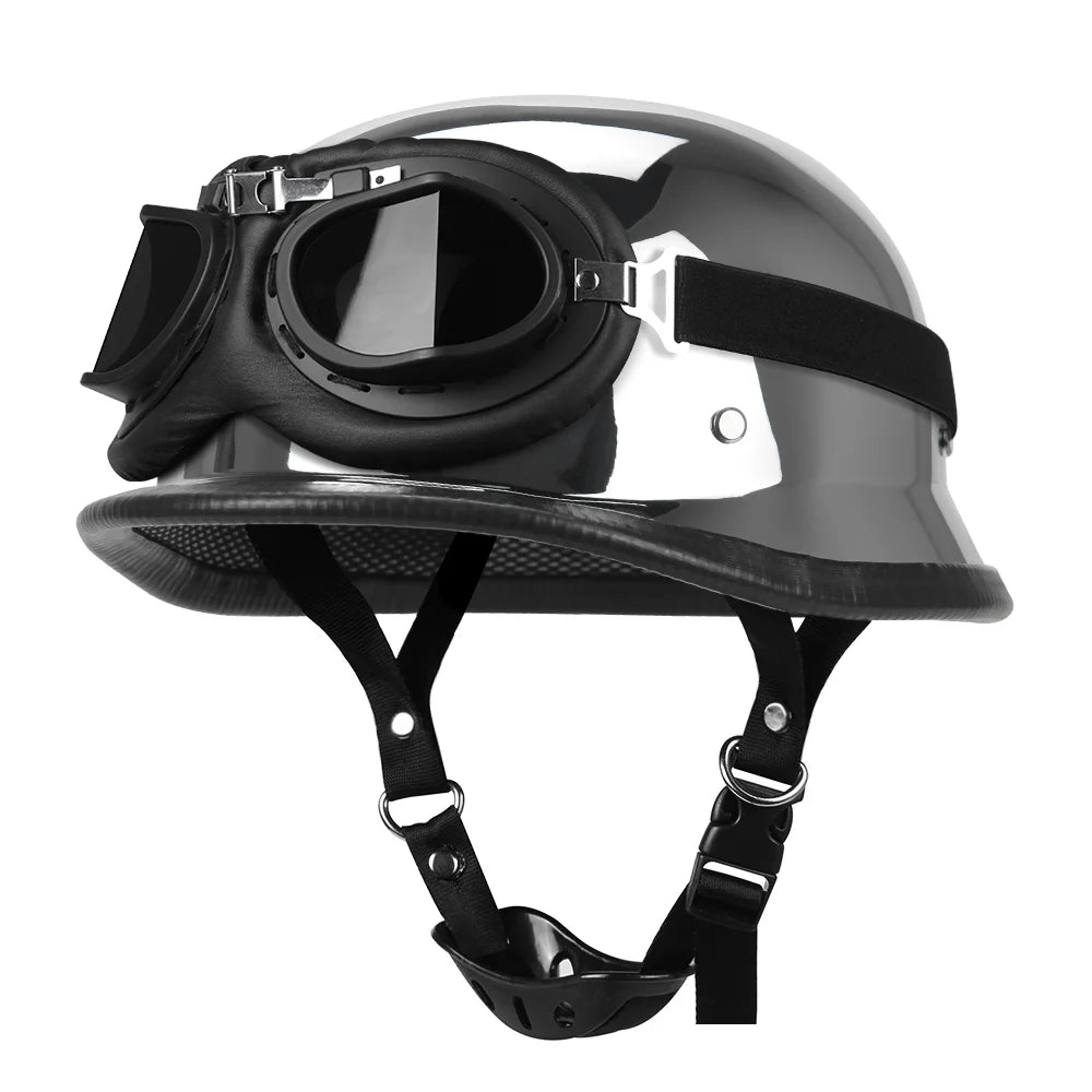 Motorrad Halbhelm Deutscher Leder Vintage Helm Casco Moto Motorrad Jethelm Biker Pilot DOT Zertifizierung S-XXL