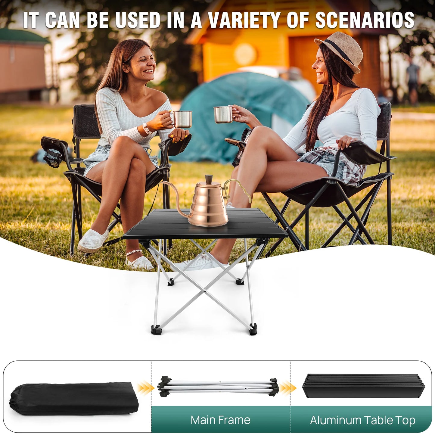 EFAN Ultralight Portable Folding Camping Table Foldable Outdoor Dinner Desk High Strength Aluminum Alloy For Garden Party Picnic