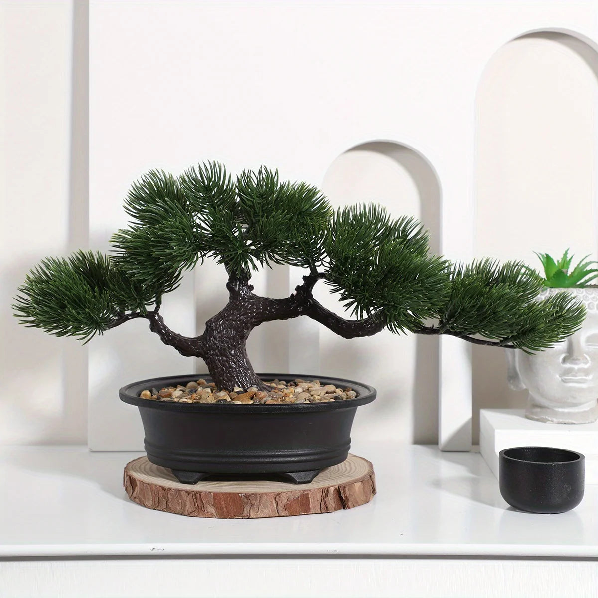 1pc künstlicher Bonsai-Baum: ein Zen-Garten-Akzent künstliche Pflanze pp Material schwarzer Pflanzer Home Office Party Dekoration