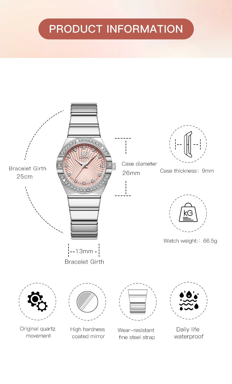 OPK 6042 Ladies Watches Original Fashion Light Quartz Wristwatch Waterproof Luminous Watches For Women Diamond scale Reloj Mujer