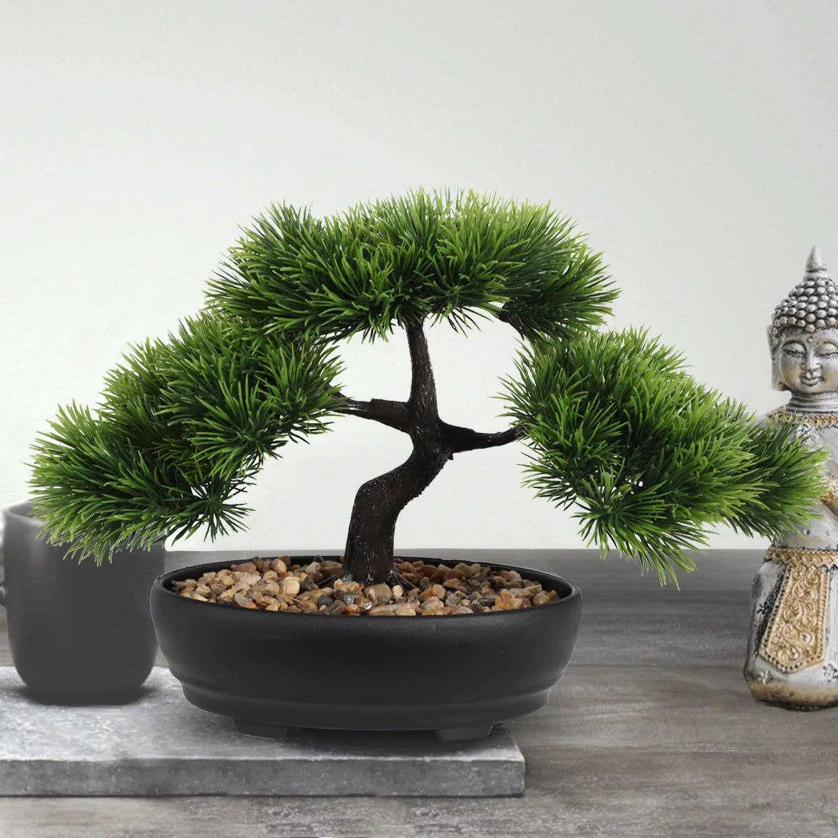 1pc künstlicher Bonsai-Baum: ein Zen-Garten-Akzent künstliche Pflanze pp Material schwarzer Pflanzer Home Office Party Dekoration