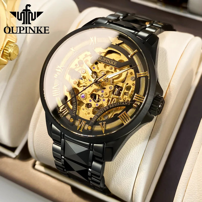 Oupinke 3210 original Herren uhr Top Luxusmarke Gold Wolfram Stahl Herren automatische mechanische Uhr klassische Mode Herren uhr