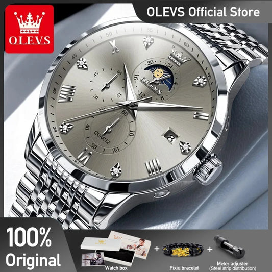 OLEVS 2925 Herrenuhr Original Marke Quarz Armbanduhr Wasserdicht Leuchtende Uhren Für Männer Automatische DateThree Kleine Zifferblatt Reloj