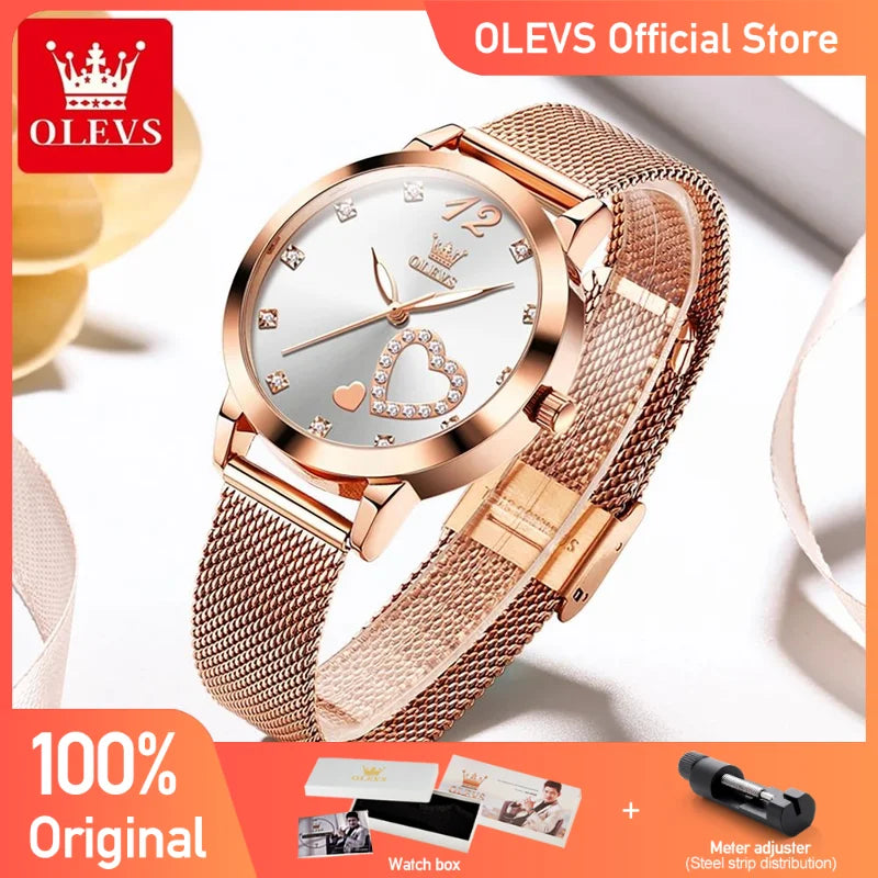 OLEVS5 5189 Damenuhr Original Marke Quarz Armbanduhr Wasserdicht Leucht Mesh Gürtelband Reloj Diamond ScaleLadies Uhr