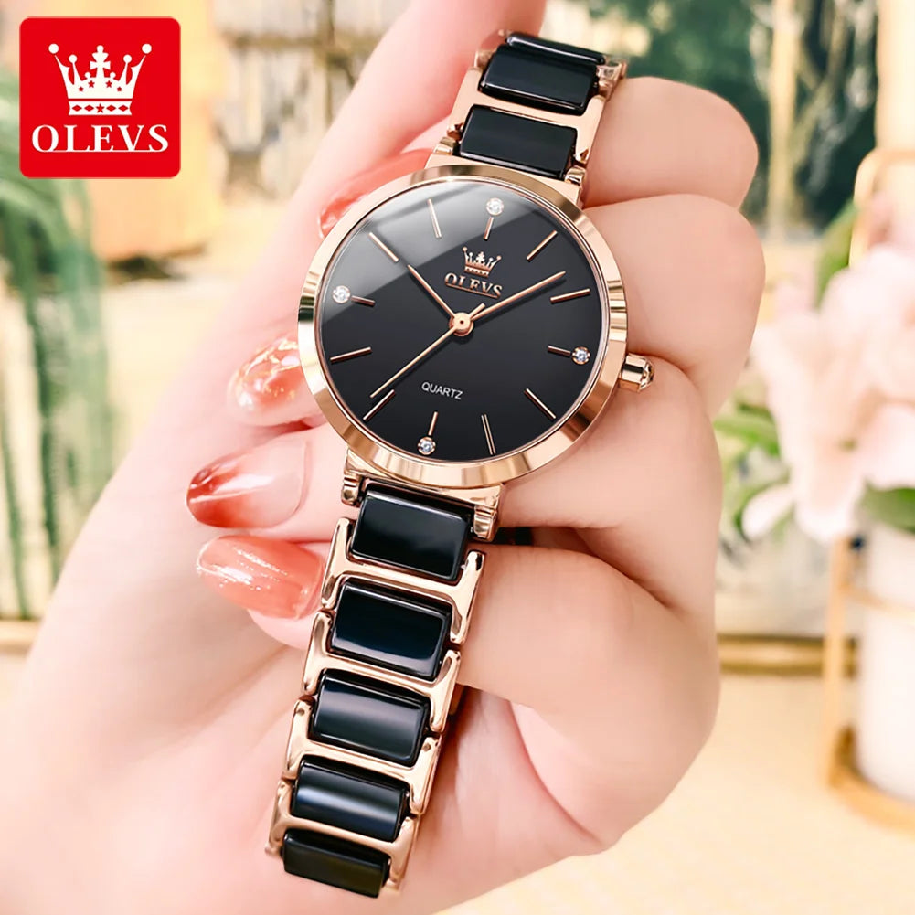 OLEVS Neue Mode Keramik Armband Quarz Frauen Uhr Wasserdicht Luxury Brand Uhr Für Frauen Datum Uhr Geschenk