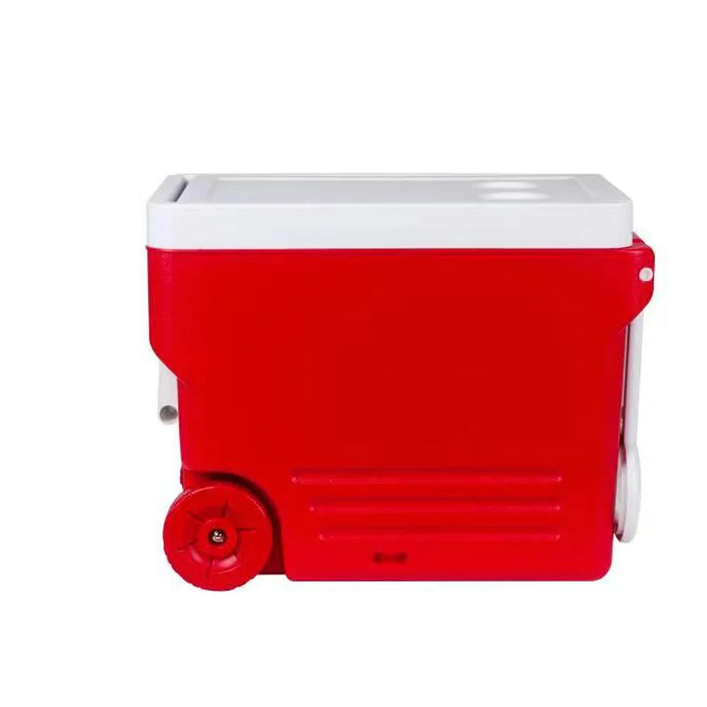 32L Rolling Cooler Ice Chest Camping Outdoor Picnic Portable Heat Insulation Box with Table and Chair